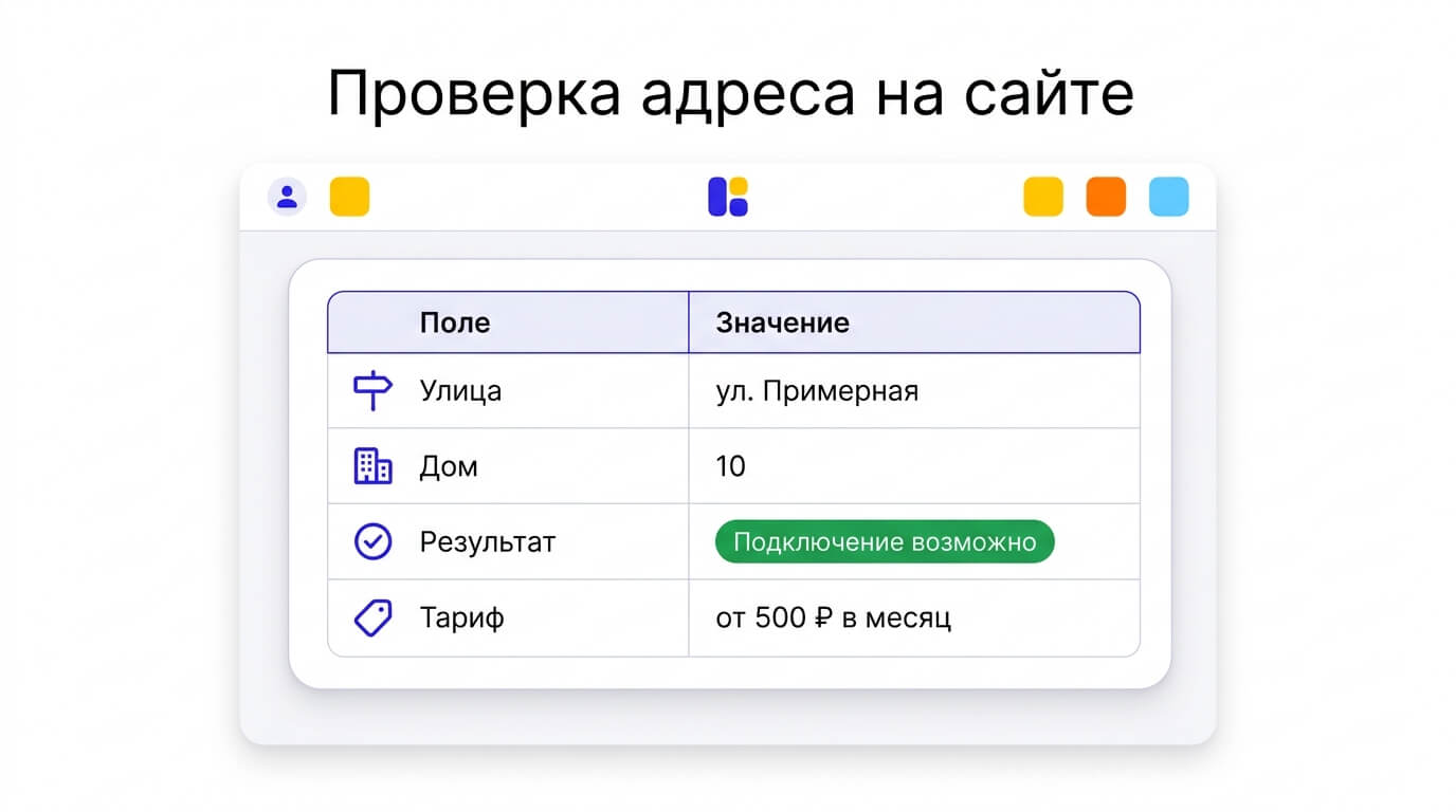 Проверка адреса на сайте: результат «Подключение возможно» и тариф